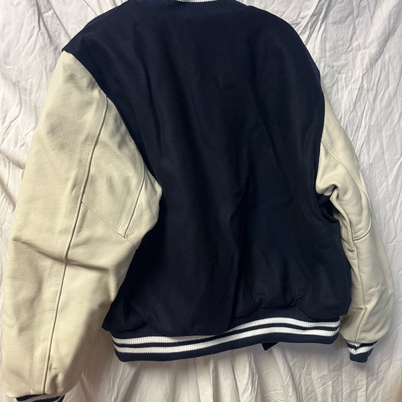 Rennoc Letterman Jacket Vintage Blue And White NEW Med - Picture 7 of 7